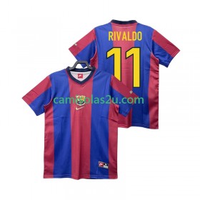 Camisolas de futebol FC Barcelona RIVALDO 11 1999 Retro Equipamento Principal 1998 Manga Curta
